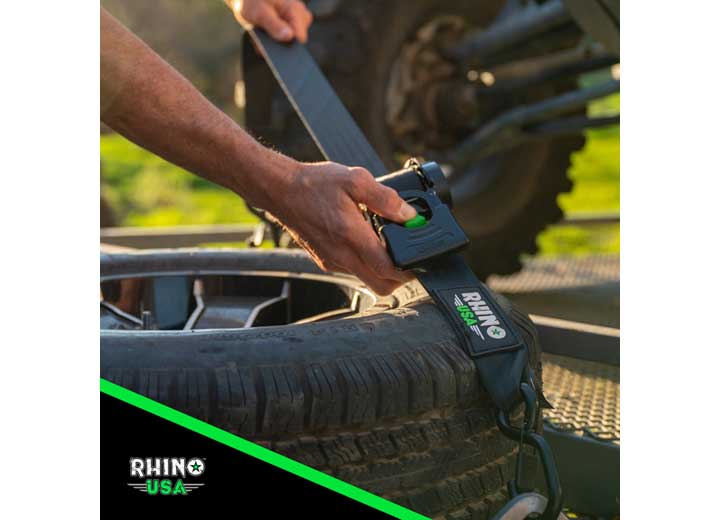 Rhino USA Green 1" x 10' Retractable Ratchet Straps (4-Pack) - Heavy-Duty Cargo Tie-Downs for Outdoor Adventures