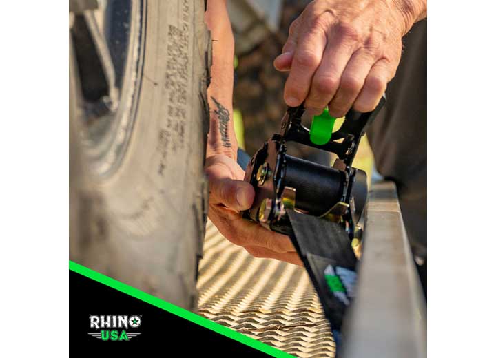 Rhino USA Green 1" x 10' Retractable Ratchet Straps (4-Pack) - Heavy-Duty Cargo Tie-Downs for Outdoor Adventures