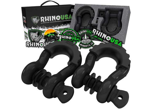Heavy-Duty Black D-Ring Shackle Set (2-Pack) - 3/4 Inch