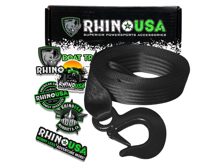 Heavy-Duty 20FT Boat Winch Strap with Safety Hook Rhino USA