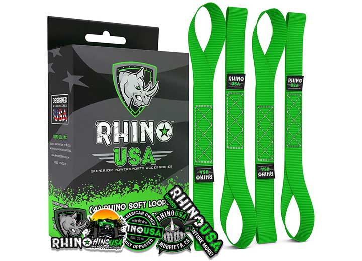 GREEN SOFT LOOP MOTORCYCLE TIE-DOWN STRAPS 1.7IN X 17IN (SET OF 4) Rhino USA