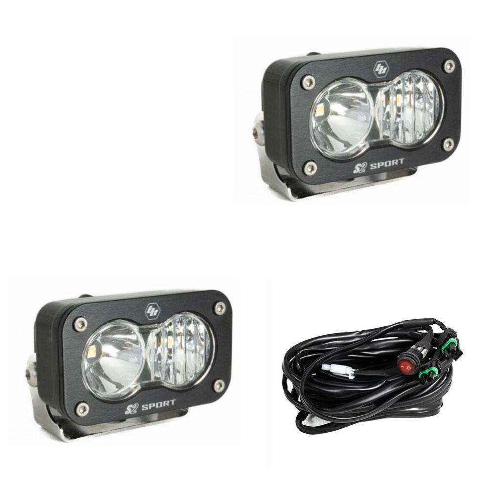 Baja Designs S2 Sport Black LED Auxiliary Light Pod Pair (Clear - Driving/Combo)