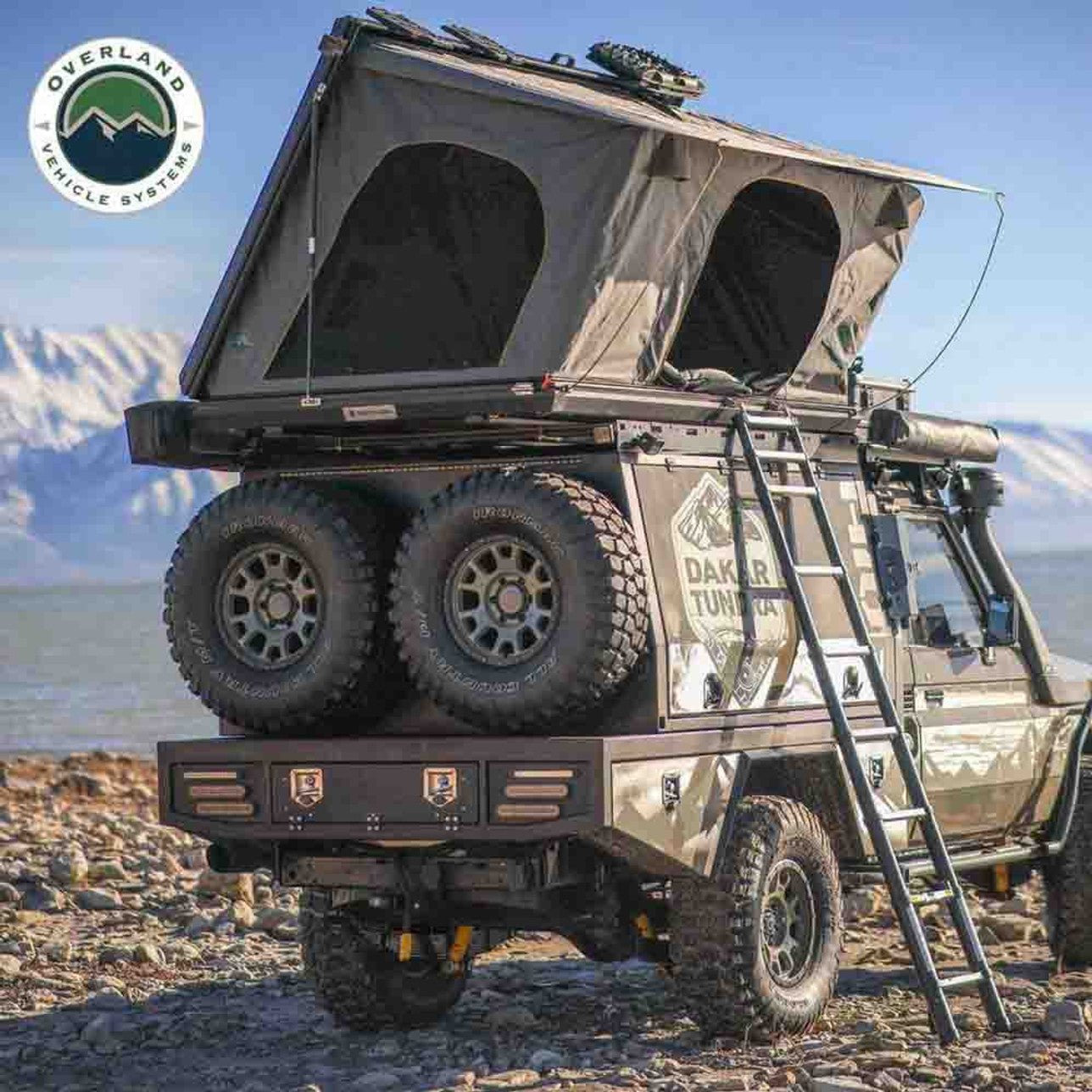 SIDEWINDER ROOF TOP TENT - BLACK ALUMINUM SHELL & BODY, SPACIOUS FOR 3+ CAMPERS