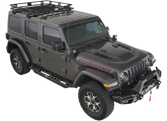 18-C WRANGLER JL 4DR DEFENDER RACK WELDED ONE-PC ROOF RACK; TEXTURED BLACK POWDER COAT
