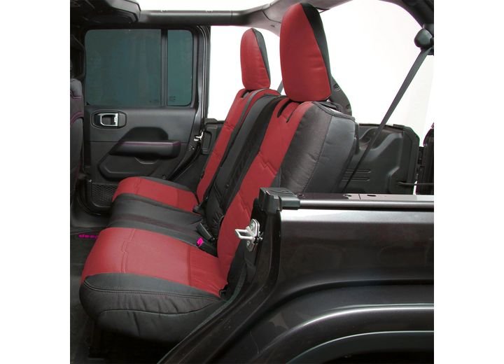 SMITTYBILT NEOPRENE SEAT COVER SET FRONT/REAR - RED GEN 2