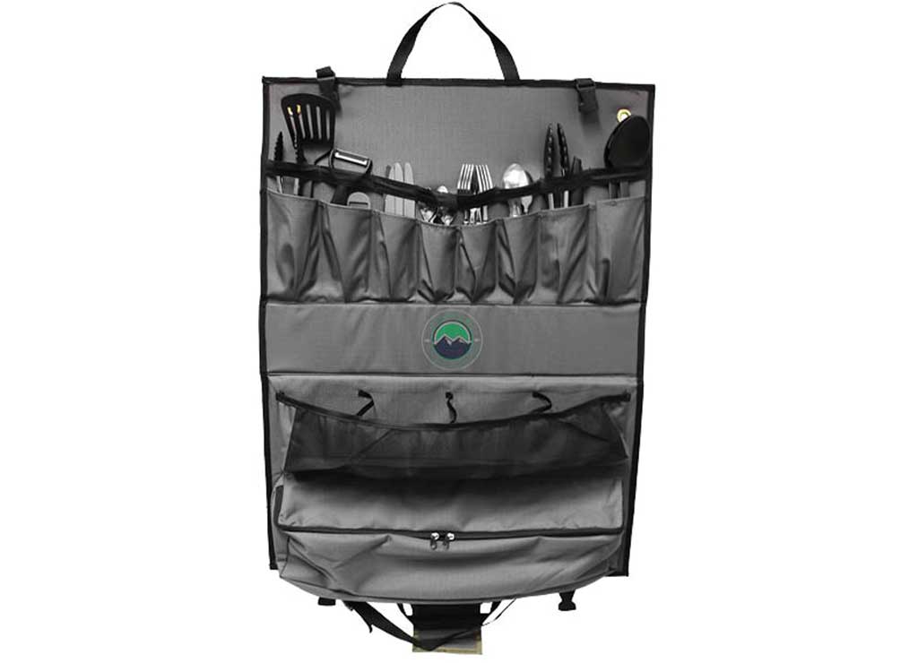 WILDERNESS COOKING SET - 21 PIECE UTENSIL AND GEAR KIT WITH HANGING STORAGE CASE