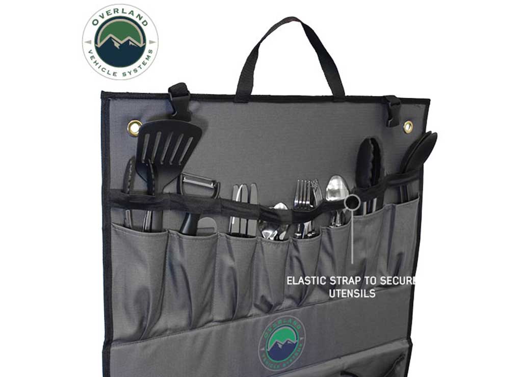 WILDERNESS COOKING SET - 21 PIECE UTENSIL AND GEAR KIT WITH HANGING STORAGE CASE