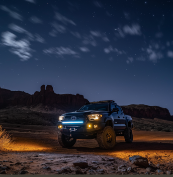 tacoma in the valley of the gods at night