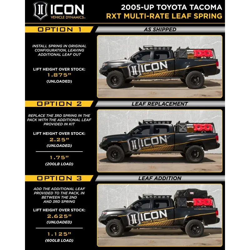 ICON 158505 05-23 Tacoma Multi Rate RXT Leaf Pack W/ ADD in Leaf - view 98
