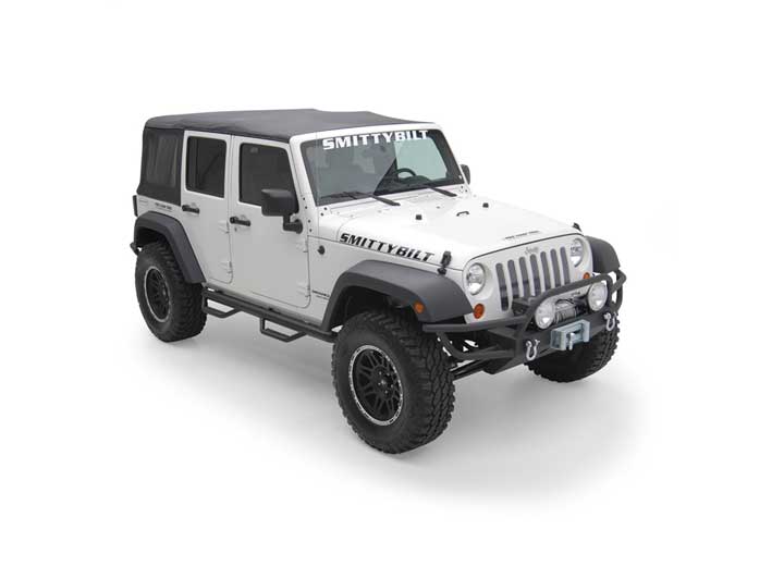 07-18 WRANGLER 4DR WHEEL TO WHEEL NERF STEPS W/CLEATED STEPS; BLACK TEXTURE