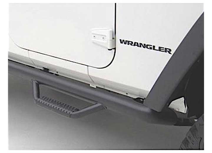 07-18 WRANGLER 4DR WHEEL TO WHEEL NERF STEPS W/CLEATED STEPS; BLACK TEXTURE