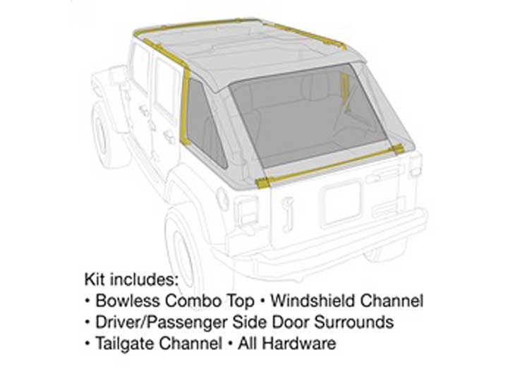 07-18 WRANGLER JK 4 DR BOWLESS COMBO TOP KIT W/TINTED WINDOWS; BLACK DIAMOND