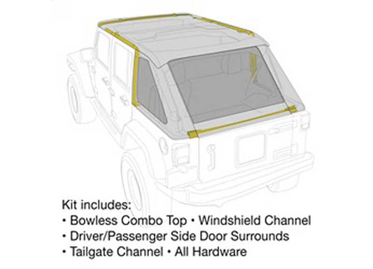 07-18 WRANGLER JK 4 DR BOWLESS COMBO TOP KIT W/TINTED WINDOWS; BLACK DIAMOND
