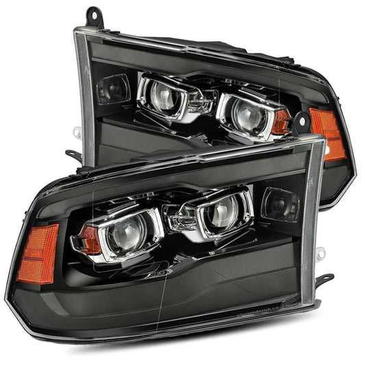 AlphaRex USA 09-18 Ram Truck MK II PRO-Series Halogen Projector Headlights Jet Black