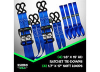 15FT Blue Heavy Duty Ratchet Tie-Down Straps (4-Pack)