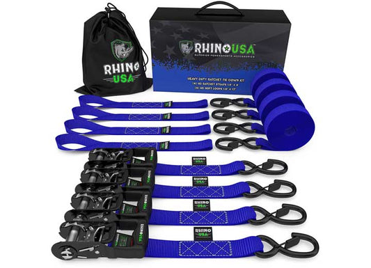15FT Blue Heavy Duty Ratchet Tie-Down Straps (4-Pack)