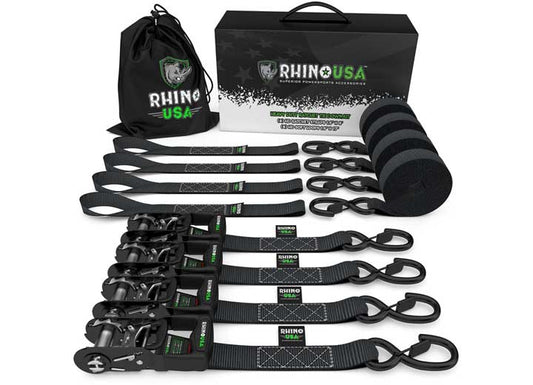 15FT Heavy-Duty Black Ratchet Tie-Down Straps (4-Pack) - 1.6IN Width