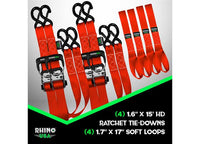 1.6IN X 15FT HEAVY-DUTY RED RATCHET TIE-DOWNS (SET OF 4)