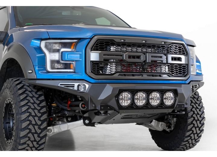Addictive Desert - 17 - 20 FORD RAPTOR BOMBER FRONT BUMPER W/4 RIGID 360 6" MNTS AND DUALLY MNTS ON SIDES IN HAMMER BLACK
