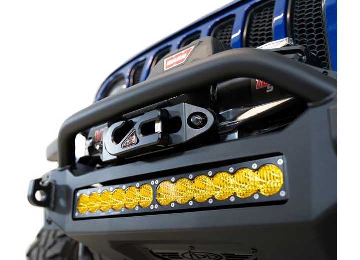 18-C WRANGLER ROCK FIGHTER FRONT BUMPER W/ MOUNTS FOR 5 CUBE LIGHTS OR 20IN UNIVERSAL LIGHT BAR BLK