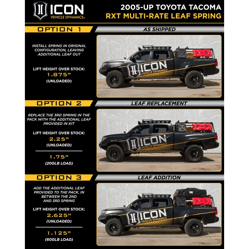 ICON 158505 05-23 Tacoma Multi Rate RXT Leaf Pack W/ ADD in Leaf - view 133