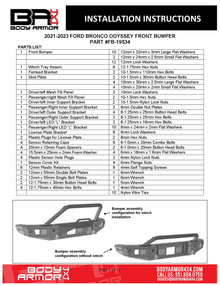 Body Armor 4x4 - 2021 - 2024 Ford Bronco Odyssey Front Bumper