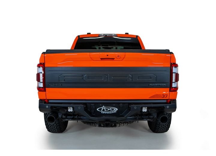 21-C F150 RAPTOR BOMBER REAR BUMPER BLACK (MOUNTS FOR 2 CUBE LIGHTS) SENSOR CUTOUTS