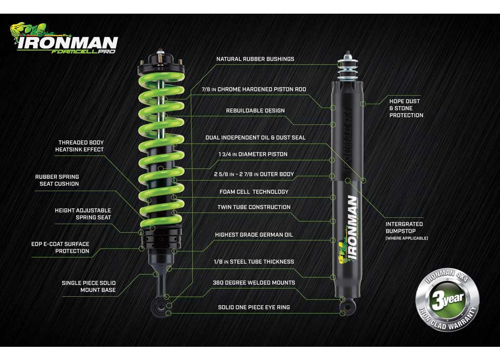 Ironman 4x4 - 22 - C SEQUOIA FOAM CELL PRO COILOVER KIT (GREEN COILS) - MEDIUM LOAD PRE - BUILT