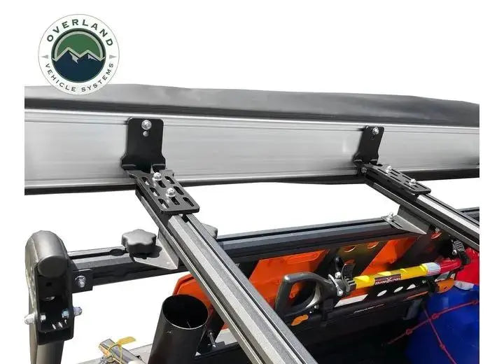 Overland Vehicle Systems / Up Down Air - 270 - Degree Nomadic Awning with Dark Gray Canopy and Black Driver Side Transit Cover