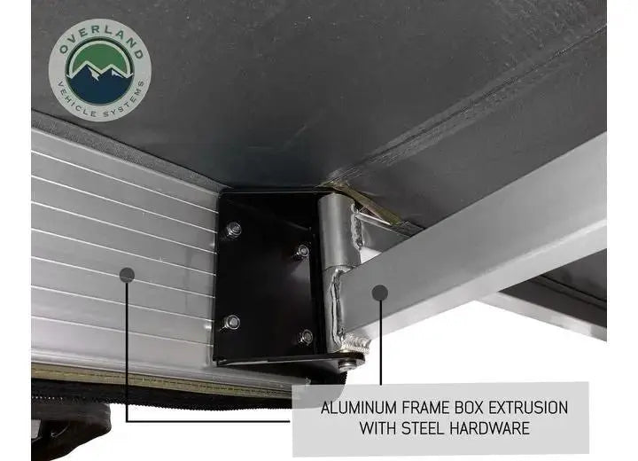 Overland Vehicle Systems / Up Down Air - 270 - Degree Nomadic Awning with Dark Gray Canopy and Black Driver Side Transit Cover