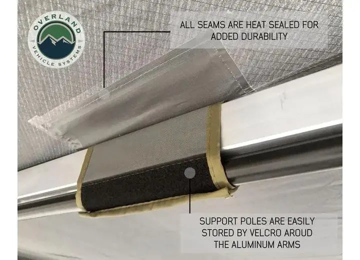 Overland Vehicle Systems / Up Down Air - 270 - Degree Nomadic Awning with Dark Gray Canopy and Black Driver Side Transit Cover