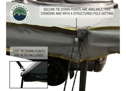 Overland Vehicle Systems / Up Down Air - 270 - Degree Nomadic Awning with Dark Gray Canopy and Black Driver Side Transit Cover