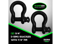 Rhino USA - 30FT TOW STRAP/SHACKLES COMBO