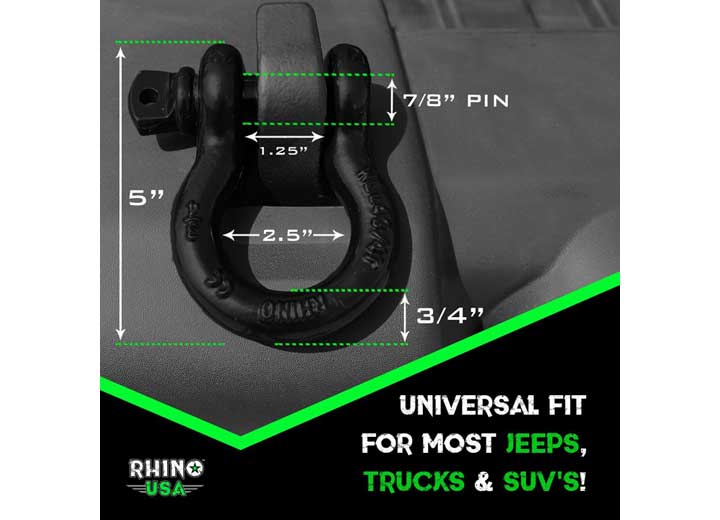 Rhino USA - 30FT TOW STRAP/SHACKLES COMBO