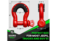 Rhino USA - 3/4IN D - RING SHACKLE SET (2 - PACK) RED