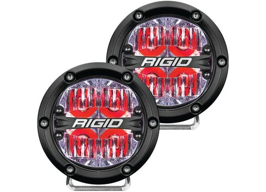 360-Series 4 Inch LED Off-Road Driving Lights with Stylish Red Backlight - Pair for Ultimate Visibility