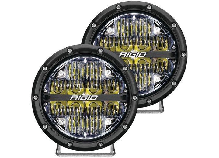 Rigid Industries 360-Series 6" High-Performance LED Off-Road Fog Lights – Enhanced Drive Beam with Stylish White Backlight, 8670 Lumens, Pair