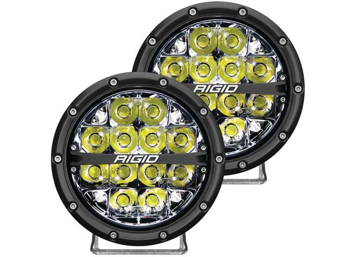 Rigid Industries 360-Series 6" High-Performance LED Off-Road Fog Lights – Spot Beam with White Backlight, 8670 Lumens, Pair