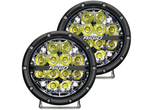 Rigid Industries 360-Series 6" High-Performance LED Off-Road Fog Lights – Spot Beam with White Backlight, 8670 Lumens, Pair