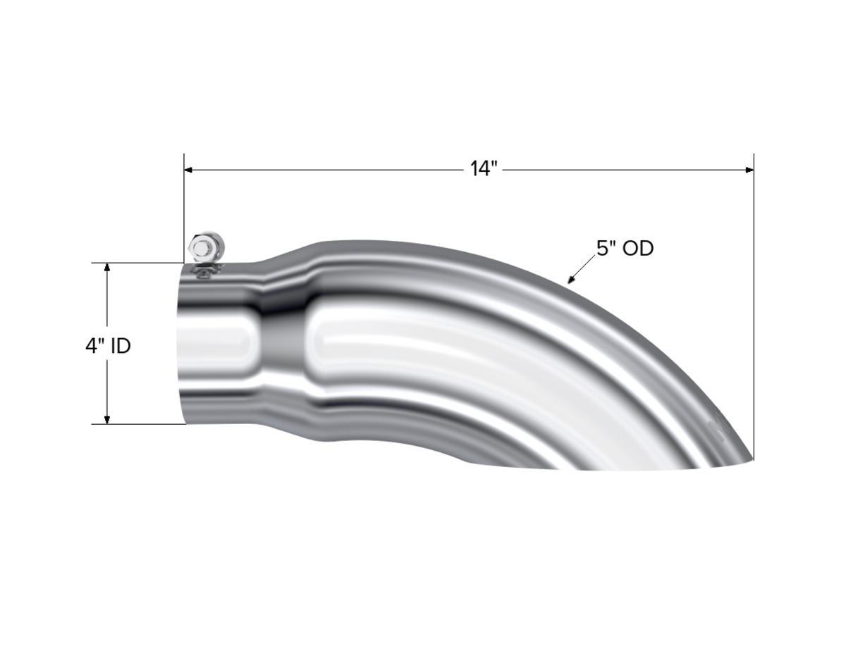 MBRP T5086 Tip. 5in. O.D. Turn Down 4in. inlet 14in. length. T304 - view 2