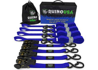 4-Pack Heavy-Duty 1"x15' Ratchet Tie-Down Straps - Blue