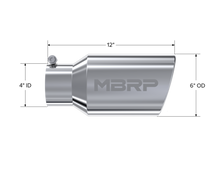 MBRP T5073 Tip 6" OD. Angled Rolled End. 4" ID. 12" length. T304 - view 2