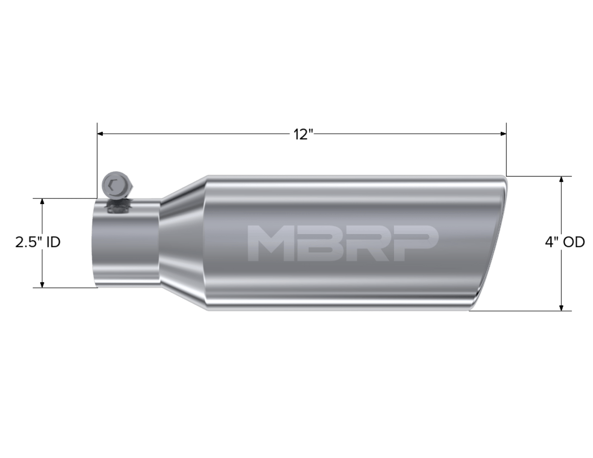 MBRP Exhaust -4in. OD. 2.5in. inlet. 12in. in length. Clampless-no weld T304.