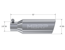 MBRP Exhaust -4in. OD. 2.5in. inlet. 12in. in length. Clampless-no weld T304.