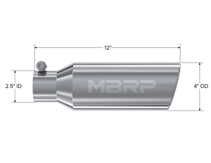 MBRP Exhaust -4in. OD. 2.5in. inlet. 12in. in length. Clampless-no weld T304.