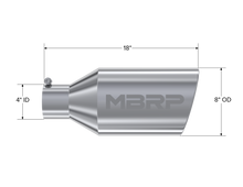MBRP T5128 Tip. 8in. O.D.. Rolled End. 4in. inlet 18in. in length. T304 - view 2