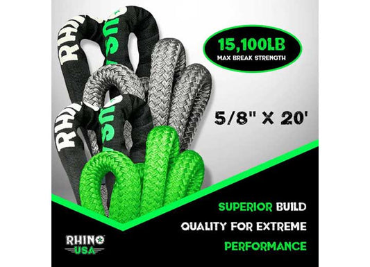 Premium 5/8" x 20' Kinetic Recovery Rope - Gray