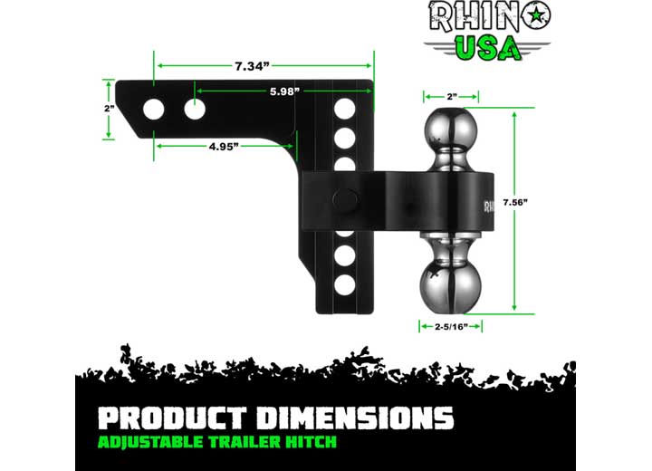 6-Inch Heavy Duty Adjustable Drop Hitch - 2-Inch Receiver, Black Finish