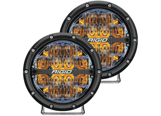 Rigid Industries 360-Series 6" High-Performance LED Off-Road Fog Lights – Drive Beam with Amber Accent, 8670 Lumens, Pair