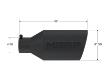 MBRP T5128BLK Tip. 8in. O.D.. Rolled End. 4in. inlet 18in. in length - view 2